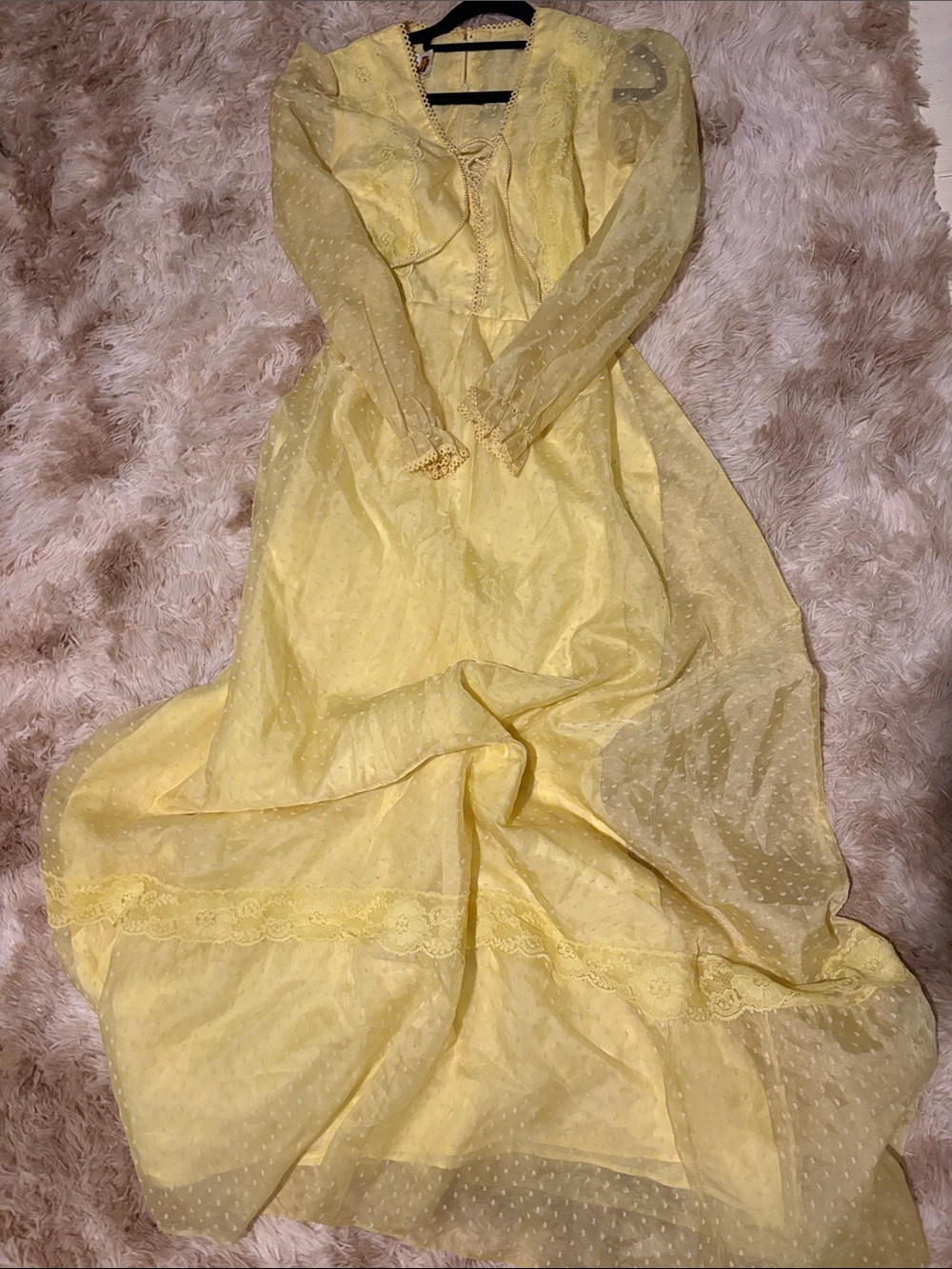 Butter yellow 1970s princess dress